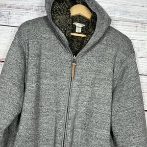 carbon2cobalt Jacket Sweater Heavy Full Zip Sherpa Lined Hoodie Gray Mens Large